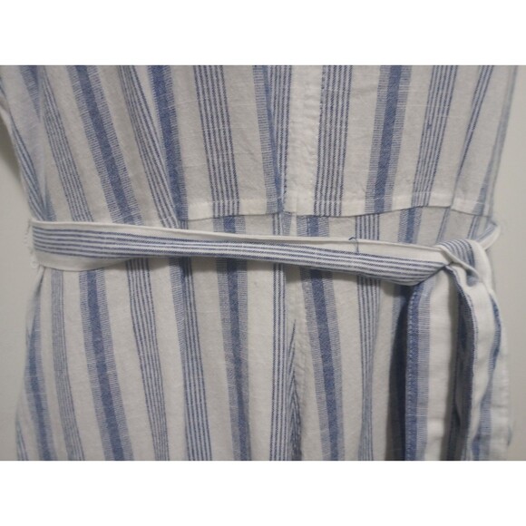 Croft & Barrow Fit & Flare Maxi Dress V-neck Pockets Belted Blue White Striped L - Picture 4 of 8